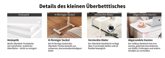 Saker Versteckte Rollen Verstellbarer Nachttisch