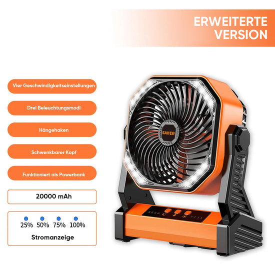 SAKER® Wiederaufladbarer Campingventilator