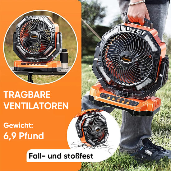 SAKER® Wiederaufladbarer Campingventilator