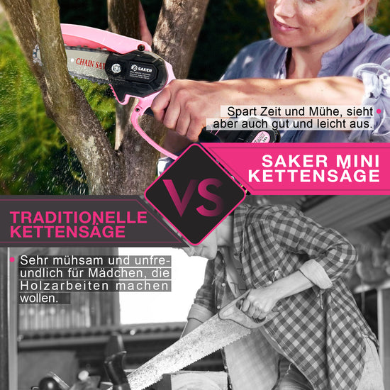 Kraftvolle Leistung von Saker 4 Zoll Rosa Mini Kettensäge