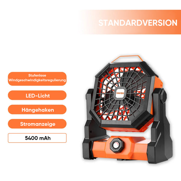 SAKER® Wiederaufladbarer Campingventilator
