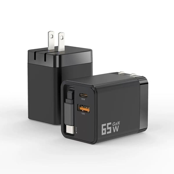 Sakerplus® 65 W GaN 3-in-1 einziehbares Schnellladegerät