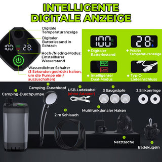 Tragbare, wiederaufladbare Camping-Duschpumpe