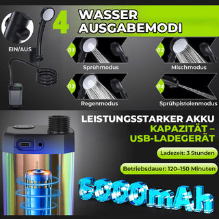 Tragbare, wiederaufladbare Camping-Duschpumpe