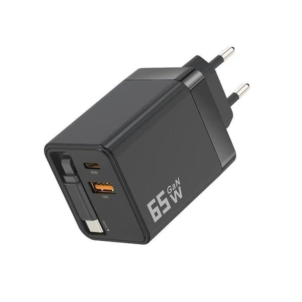 Sakerplus® 65 W GaN 3-in-1 einziehbares Schnellladegerät