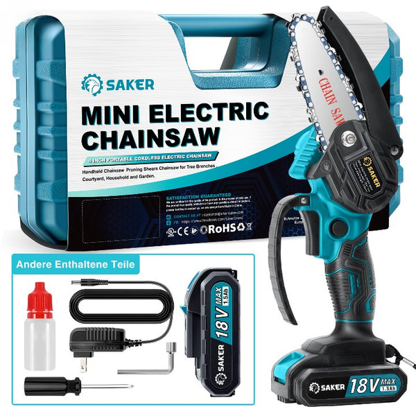 Saker 4/6 Zoll Mini Kettensäge Akku Einhandsäge
