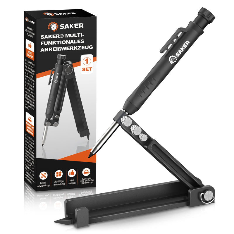Saker Multifunktionales Anreißwerkzeug DIY Anreißlehre mit Tieflochstift