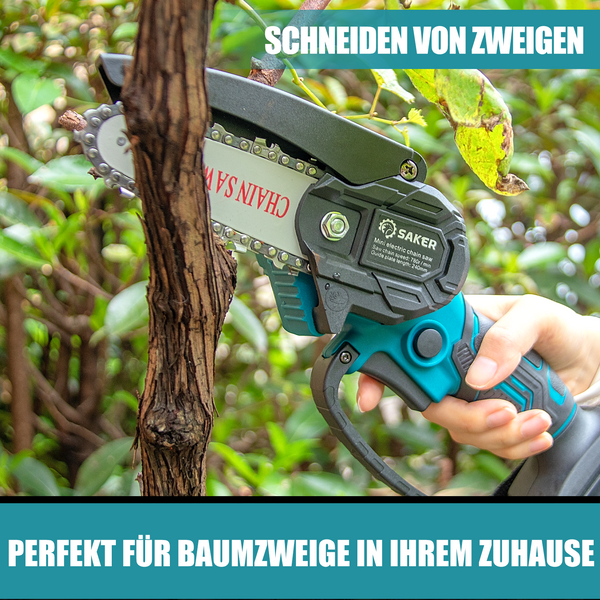 Saker 4 Zoll Mini Kettensäge Mit Akku für das Schneiden von Brennholz