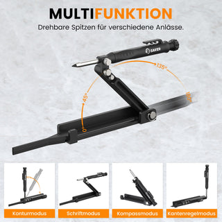Saker Multifunktionales Anreißwerkzeug DIY Anreißlehre mit Tieflochstift