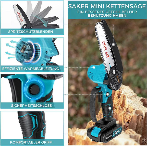 Sicherheitseinrichtung von Saker 6 Zoll Mini Akku Kettensäge