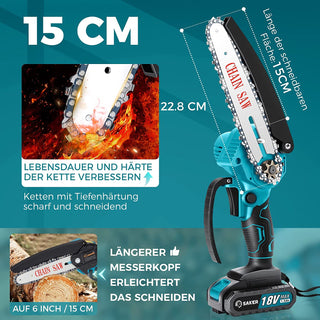 Saker 6 Zoll Elektro 6 Zoll Kettensäge verfügt über eine hochwertige Führungskette.