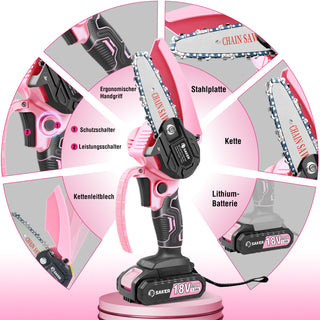 Vorteilen von Saker 4 Zoll rosa Kleine Akku Kettensäge